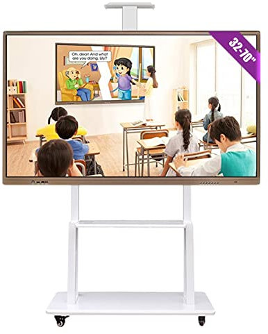 GGZONE Soporte de Piso Alto para TV Blanco, Carro de TV móvil Universal para TV de 32 43 50 55 65 70 Pulgadas, Carro de TV para Sala de Estar con Ruedas con estantes, Carga 120 kg Beautiful Scenery