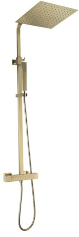 Essebagno Square II quadratische Duschsäule mit Thermostat, gebürstetes Gold