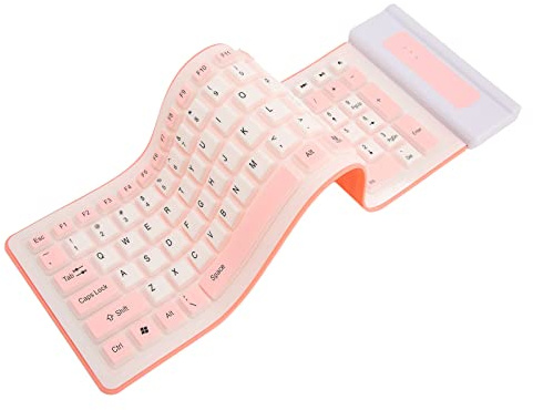 Lazmin112 Clavier en Silicone Souple, Clavier Pliable sans Fil 2,4 G, 107 Touches, étanche à l'huile, Clavier Conception Ergonomique aux Couleurs Vives, Utilisation Entièrement Silencieuse