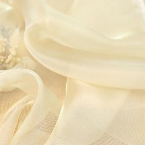 Whakano Tessuto in organza lucido, 3 m, per cucire, al metro, in chiffon, larghezza 140 cm, morbido e trasparente, per cucito, artigianato, tende, costumi, colore beige