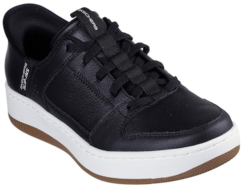 Skechers herr Sport Court 92 DistownSneaker, Svart läder naturlig trim, 41.5 EU