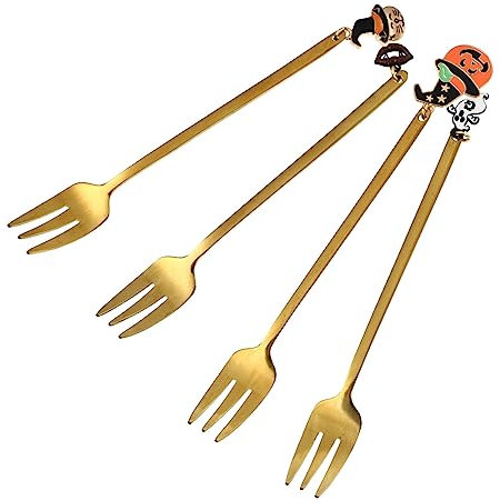 Garneck 8 Pièces cuillère à café en acier inoxydable cuillères à café accessoires cuisine halloween remuer le fourchettes à salade fourchettes de cuisine à gâteau Dessert