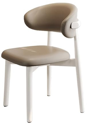 lirrebol Mid-Century Modern Esszimmerstühle, Bauernhaus-Massivholzstühle, Küchenstühle mit bequemer Rückenlehne und PU-Ledersitz, Stabiler armloser Beistellstuhl für Küche, Esszimmer – 1 Stück