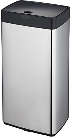 Dihl Chrome 45L Kitchen Bin with Motion Sensor Lid, Automatic Battery Operated Trash Can, Hygienic Waste Disposal, 45 Litre Capacity, Silver with Onyx Black Lid