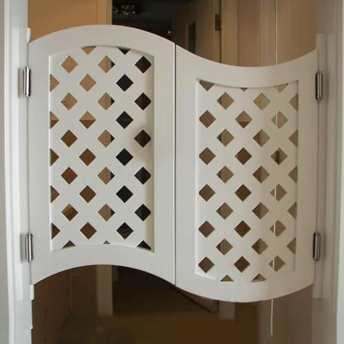 TsoLAY portales de media cintura Puerta abatible de madera maciza for interiores, puerta abatible de cafetería vintage, puerta de media cintura con valla de cierre automático, diseño de tallado calado