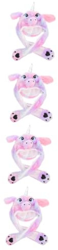WOFASHPURET 4stücke Beweglicher Ohren-hase Hut Aus Plüsch Lustiger Cartoon-kaninchen-hut Für Partys Cosplay Und Festivals Perfektes Accessoire Für Erwachsene
