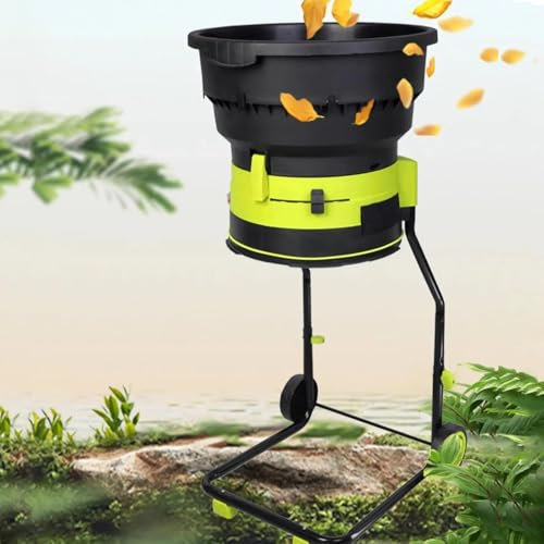 Garden Leaves Corded Electric Leaf Mulcher Shredder, 2500W Portable Garden Shredder with Wheels, 8000rpm Shredders and Chippers with Collection Bag, Funnel diameter 54CM, for Compost
