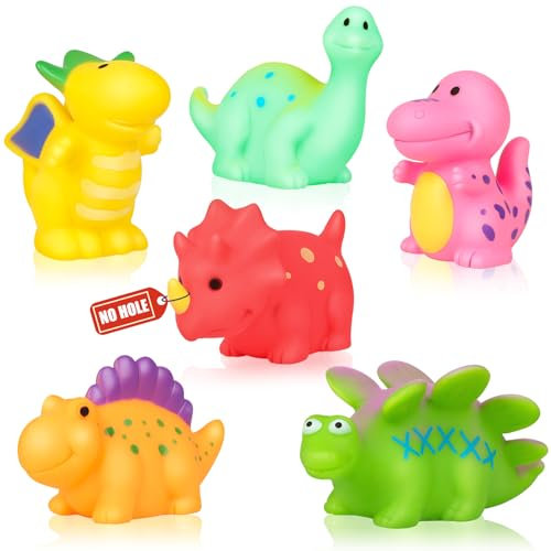 Jovicos No Hole No Mould Baby Bath Toys - 6PCS Dinosaurs Bath Toys For 1 2 3 4 Year Old Boys Girls Toddler Kids Swimming Pool Toys