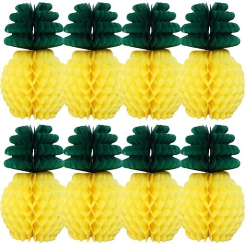 Lpitoy 8 Stück Ananas-waben-mittelstücke, Papier-Ananas-tischdekoration Zum Aufhängen Für Tropische Luau-Partys Im Hawaiianischen Dschungel