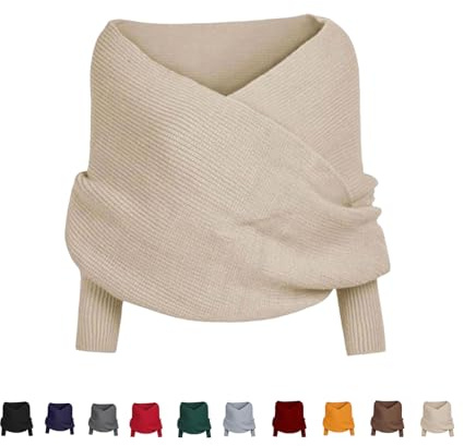 Fashion Crochet Strickpullover Schal Schal mit Ärmeln,Schals für Damen,Strick Ponchos Capes für Damen,Winterschal Pulloverschal