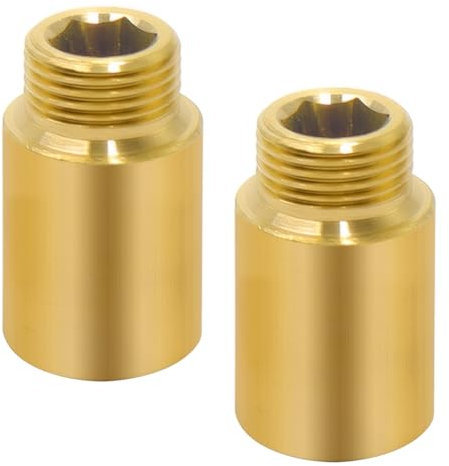 lyualma 2 Stück Messing Verlängerung Fitting G1/2 Zoll x 30 MM Anschluß Verlängerung Gewindefitting Messing Hahnverlängerung für Heizung und Trinkwasser Installation