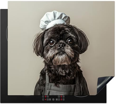 KitchenYeah© Protège Plaque Induction 58x51 cm Deco Cuisine Accessoire Pratique Protection De Vitroceramique Kitchen Gadget Cuisinier - Noir - Chien