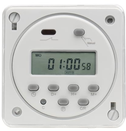 BAOMAIN CA 220V Temporizador programable LCD con Cubierta Impermeable | interruptor de tiempo relé de 16 A, compatible con programa semanal diario de 28 veces, CN101A (CN101A 220V+Cubierta)