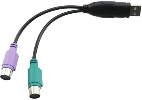 DGZZI PS2 to USB Adapter USB Male to Dual PS/2 Cable Length 20cm Female Adapter Keyboard and Mouse Converter Adapter Adapter Cable Black