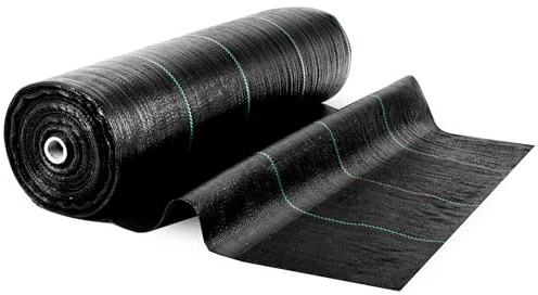 Plonos Weed Control Fabric 90 g/m² 1.6 x 100 m Garden Fleece 100 Ground Anchors Weed Control Film Water Permeable UV Protection Black