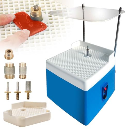 agreilduite Kit Herramientas Inicio para la elaboración Vidrio Profesional, Kit Amoladora Angular Vidrio Mesa con Kit Plataformas de Trabajo de Pulido Fino y 5 Cabezales de Diamante Intercambiables.
