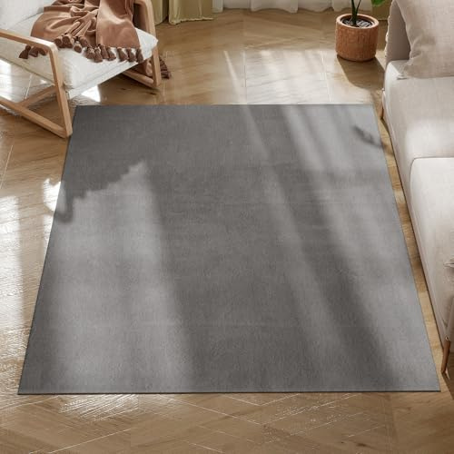 HOMCOM Tapis Salon 160 x 120 cm Tapis à Poils Longs, Lavable en Machine, antidérapant, en Fausse Fourrure, pour Salon, Chambre à Coucher, Bureau, Gris Clair