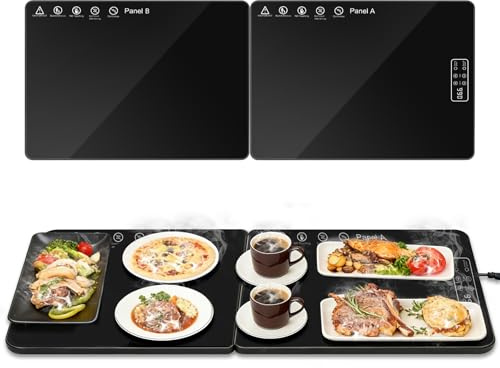 Kizaten Bandeja Calefactora Eléctrica para Alimentos,con Control de Temperatura Ajustable y Diseño Plegable,Almohadilla Térmica Multiusos para Mantener la Comida Caliente o Descongelar en Casa