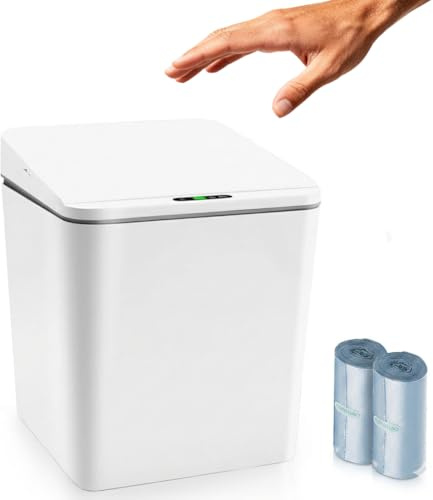 Gshmzely 6L Sensor Bin - Automatic Food Waste Caddy with Folding Lid - Touchless Kitchen Countertop Trash Can for Small Spaces, Office, Car and Cupboard - Motion Activated Small Rubbish Bin