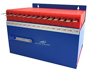 Helios Preisser Fühlerlehrenset im Wandhalter (nachfüllbar, mit Beschriftung, 330 x 210 x 220 mm, Messbereich 0,3 – 1,00) 0611 190