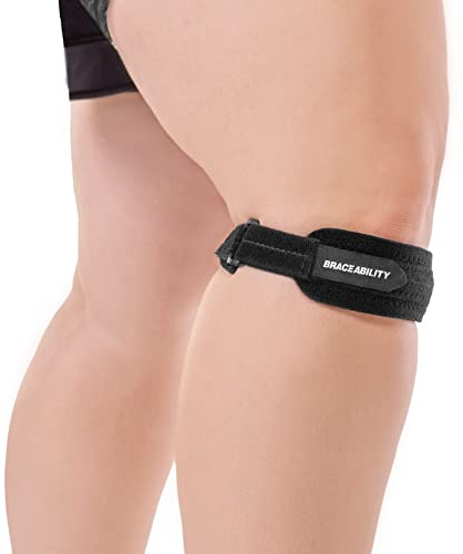BraceAbility Justerbar knärem | Plus Size XXL Patella-senband för löpare knä, Osgood Schlatter-behandling och kondromalacia smärta under knäskyddet (2XL)