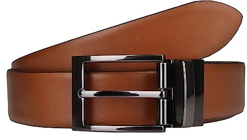 LLoyd Herren Leder Gürtel Wendegürtel bombiert schwarz - blau kürzbar 35mm Ledergürtel