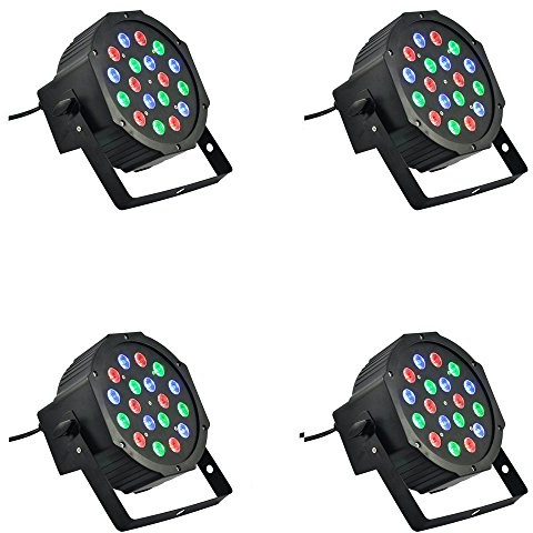 TEMPO DI SALDI 4 X Faro 18W Rgb Sensore Sonoro 18 Led Vari Colori Discoteca Luce Colorata