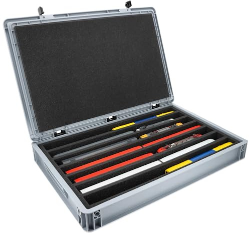Feldherr Eurobox 60 x 40 cm Set för modelljärnväg - skala H0-7 fack - skumplastinsats för stående förvaring - kompakt transportlösning för lok och vagnar