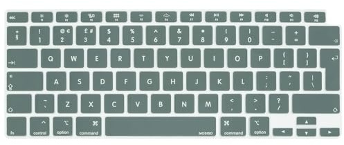 MOSISO Cubierta Teclado Compatible con MacBook Air 13 2022-2020 A2337 M1 A2179 con Touch ID, Pantalla Retina con Touch ID Teclado Mágico Backlit, Impermeable Protector Silicona Piel,Verde Medianoche