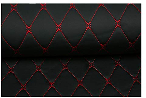 CPSH Kunstleder Lederkonzept Kunstleder Polsterstoff Gesteppt Kaschiert Meterware Möbelstoff Dekostoff,Schwarz (Color : Black Diamond, Size : 1.43×1m)