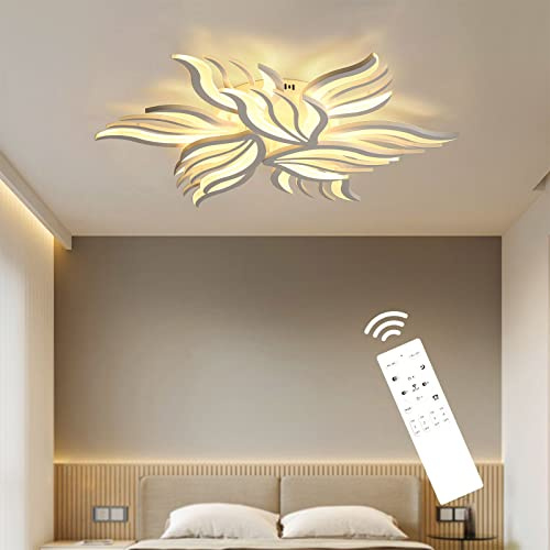 Lihaian Moderne LED Deckenleuchte Dimmbar - 90W Wohnzimmerlampe Deckenlampe Schlafzimmer mit Fernbedienung Lichtfarbe Helligkeit Farbwechsel - Weiß Deckenbeleuchtung Lampe Dimming Innenbeleuchtung