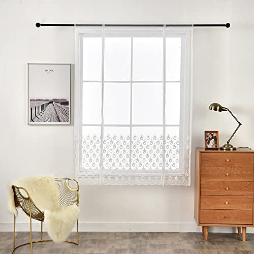 Smithoom 1 Pezzo Tenda a Pacchetto Squisite Eleganti Ricamate Trasparente Tulle Tende per Soggiorno Camera da letto Balcone Cucina Bagno Bianco 60x120cm