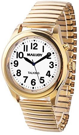 MAUJOY Orologio da polso da uomo parlante tedesco I data e ora I per ciechi, anziani e malati di demenza, Stile 12, 36mm, Classico