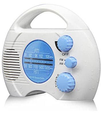 ZXNQ Radio de Douche étanche, Portable à Suspendre avec Radio AM/FM, pour Salle de Bain, Cuisine, Utilisation en extérieur