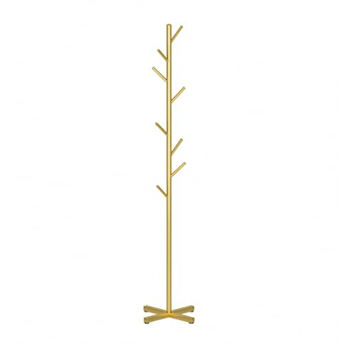 Ruweistar Metal coat rack Free-standing assembly hanger，Sturdy metal coat hanger for bedrooms, office hallway, briefcases, umbrellas, robes, coats，tree-gold…