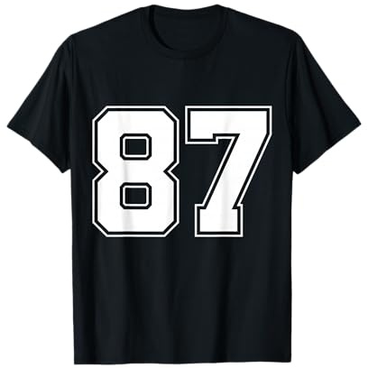 Number 87 Big Bold Capital Varsity Alphabet Monogram T-Shirt