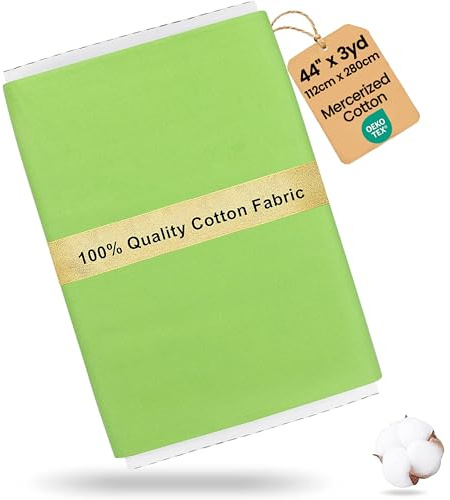 Craftido Tissu 100% Coton Oeko-Tex au mètre, 112cm Largeur x 280cm Extra Longue, Poids Moyen 145g, pour Matelassage, Couture, Confection de robes, Literie, Doublures, Loisirs Créatifs - Parrot Green
