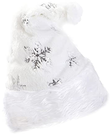 Zhiyao Weiß Weihnachtsmütze Erwachsene Kinder Plüsch Weihnachtsmann Unisex Samt Komfort Weihnachtsmützen Extra Dickes klassisches Fell für Weihnachten Neujahr Festliche Feiertagsparty