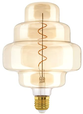EGLO XXL E27 Lampe dimmbar, Spiral LED Retro Glühbirne Big Size | extra-großes Vintage Deko Leuchtmittel in Amber, 4 Watt, 200 Lumen, warmweiß, 2000 K, L 29 cm