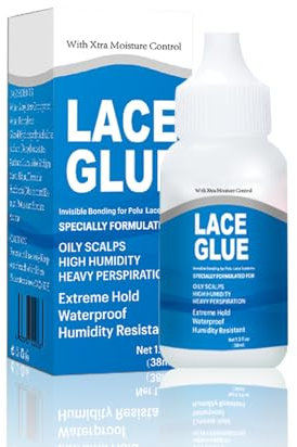 Lace Wig Glue,Lace Glue for Wigs,Waterproof Lace Wig Glue Bond Glue Hair Bonding Glue,Wig Adhesive Glue,Strong Hold Invisible Bonding Adhesive Hair Glue,38ML