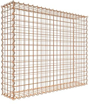 Rostige Gabione 100 cm x 80 cm x 20 cm (L x H x D), maskstorlek 5 cm x 5 cm, spiral