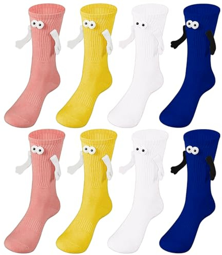 TAIZER Hand Holding Socks 4Paar Magnetische Socken für Paare mit Magnetarmen Socken Händchen Halten Magnetische mit Händen Magnet Socks Holding Freundschaftssocken mit Händen