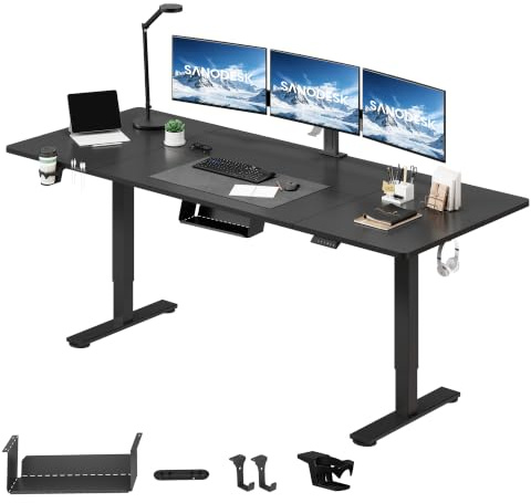 SANODESK Höhenverstellbarer Schreibtisch 200x80 cm, Schreibtisch Höhenverstellbar Elektrisch Ergonomischer Steh-Sitz Tisch Computertisch mit Memory-Funktion(Schwarz)
