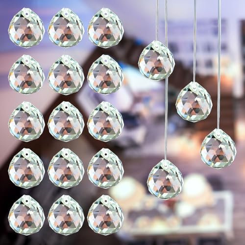 Crystal Ball Prism, Clear Suncatcher, Glass Chandelier Lamp Lighting Drops Pendants, Hanging Sun Catchers Rainbow Maker for Window Home Decor