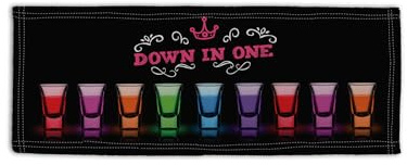 BRITISH MADE GIFTS Multicoloured Shot Glasses Down In One Design Microfibre Bar Towel Gin Bar Pub Beer Mat