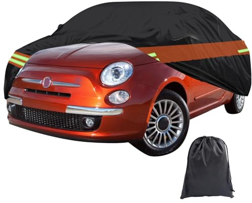 Funda de Coche para Fiat 500 500C 500E Abarth 500 2007-2024, 6 Capas Impermeables para Todo Tipo de Clima, protección contra el Sol, Nieve, Lluvia, Polvo, Cubierta