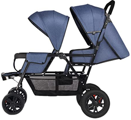 ZONABSQQ Kinderwagen Zwillings-Kinderwagen, Zwillings-Doppel-Kinderwagen, großer Aufbewahrungskorb, 5-Punkt-Sicherheitsgurt, leichte Reise, einfach zusammenklappbar Komfort und Sicherheit