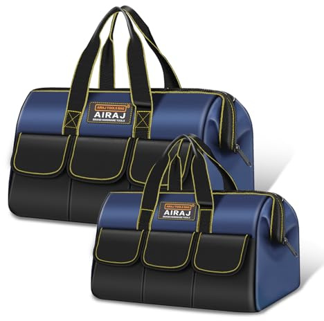 Werkzeugtasche 2 Stück | AIRAJ 14 und 18 Zoll Werkzeugtasche Großer Öffnung | Hochwertiges Oxford-Gewebe | Einfacher Zugriff Werkzeuge | Werkzeugkasten | Werkzeug-Organizer | Verabschieden Unordnung