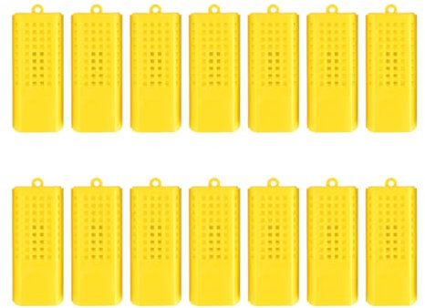 Sarini 14pcs Queen Bee Cage,Plastic Queen Bee Cage,Yellow Queen Bee Cage Kit,Essential Beekeeping Supplies,for Beekeepers