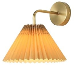 Wandleuchte Innen Wandlampe Moderne goldene Leselampe zur Wandmontage, Nachttischlampe aus Metall, Nachttischlampen mit plissiertem Textillampenschirm, Kopfteil-Beleuchtungskörper for Schlafzimmer und